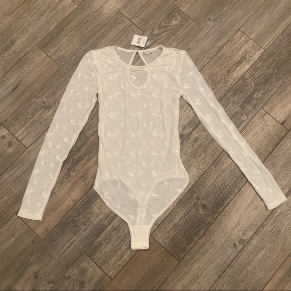 NWT $78 Free People Make Out Mesh Bodysuit Ivory S - Picture 7 of 16